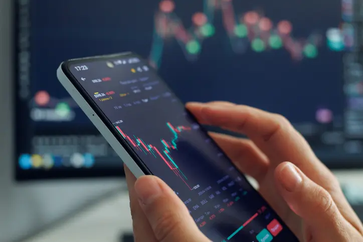 Trading app displaying financial charts