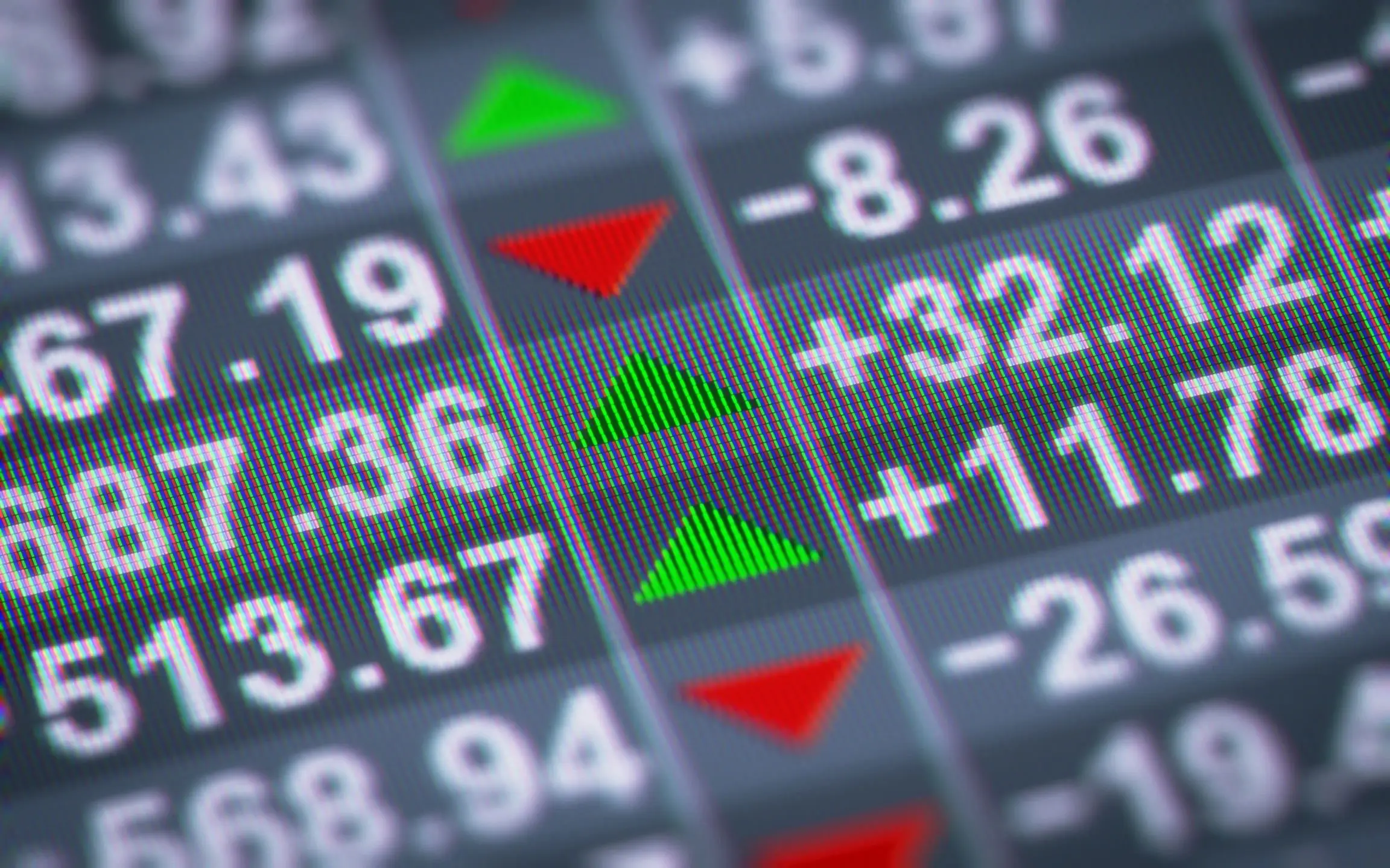Stock market numbers and arrows