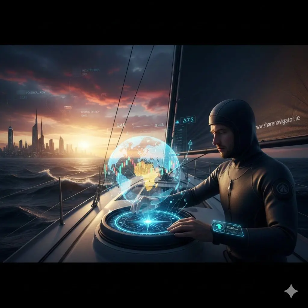 Sailor using futuristic navigation technology