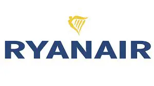 Ryanair branding with yellow harp icon